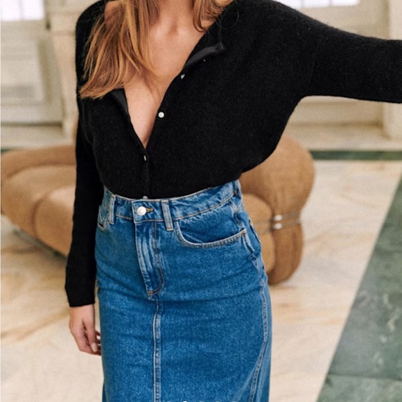 Sezane Gaspard Cardigan mohair XXS BLACK - Picture 3 of 11